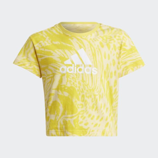 Future Icons T-shirt Classique En Coton à Imprimé Animal Hybride Adidas Jaune