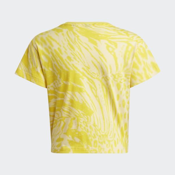 Future Icons T-shirt Classique En Coton à Imprimé Animal Hybride Adidas Jaune
