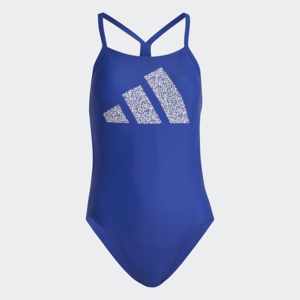 Adidas 3 Bar Logo Print Maillot De Bain Bleu