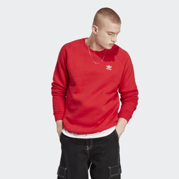 Sweat Ras Du Cou Adidas Trefoil Essentials écarlate