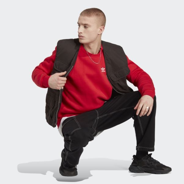 Sweat Ras Du Cou Adidas Trefoil Essentials écarlate