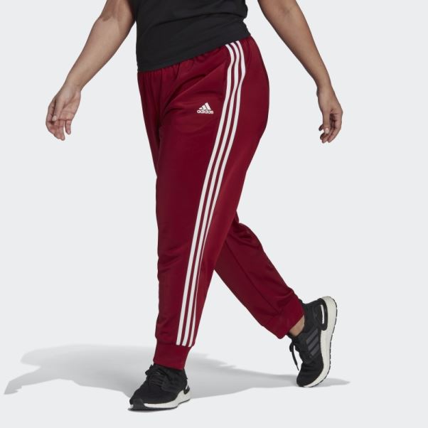 Pantalon De Survêtement Adidas Essentials Warm-up Slim Fuselé à 3 Bandes Bordeaux (grande Taille)
