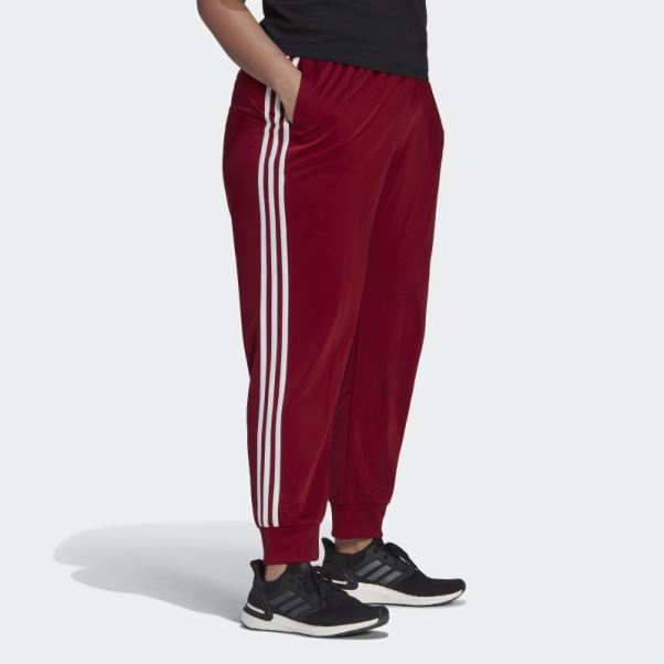 Pantalon De Survêtement Adidas Essentials Warm-up Slim Fuselé à 3 Bandes Bordeaux (grande Taille)