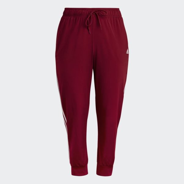 Pantalon De Survêtement Adidas Essentials Warm-up Slim Fuselé à 3 Bandes Bordeaux (grande Taille)
