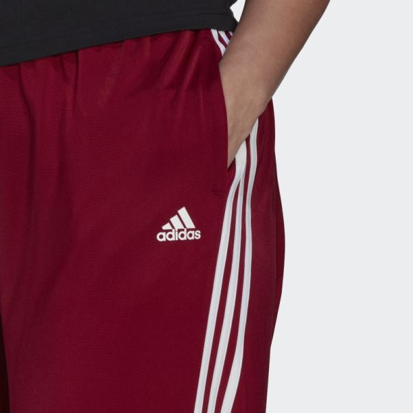 Pantalon De Survêtement Adidas Essentials Warm-up Slim Fuselé à 3 Bandes Bordeaux (grande Taille)