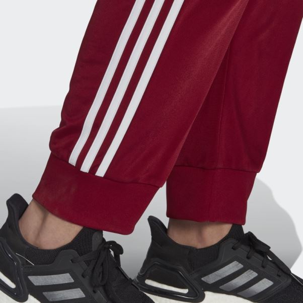 Pantalon De Survêtement Adidas Essentials Warm-up Slim Fuselé à 3 Bandes Bordeaux (grande Taille)
