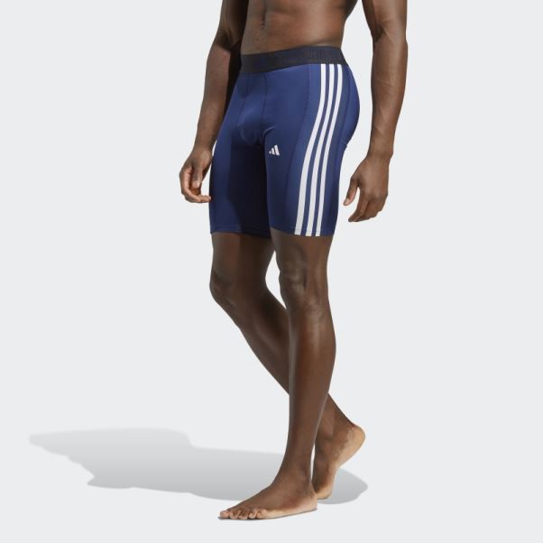 Collants Courts D'entraînement Techfit 3 Bandes Bleu Foncé Adidas