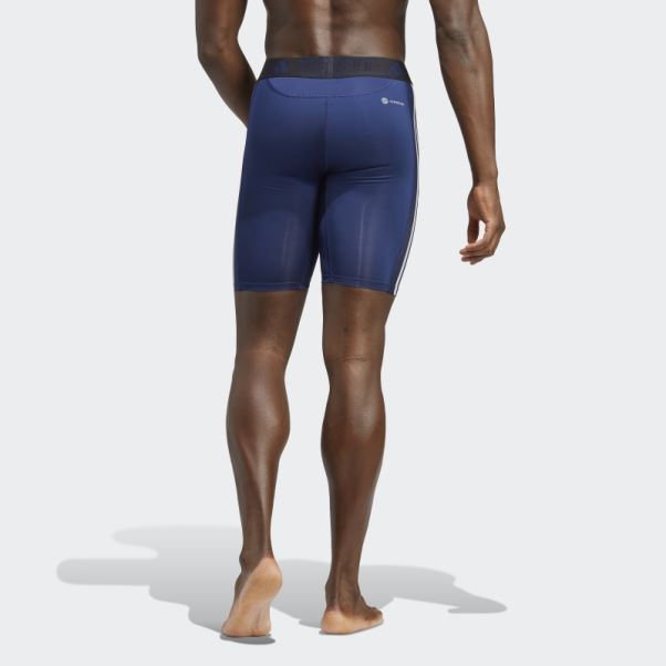 Collants Courts D'entraînement Techfit 3 Bandes Bleu Foncé Adidas