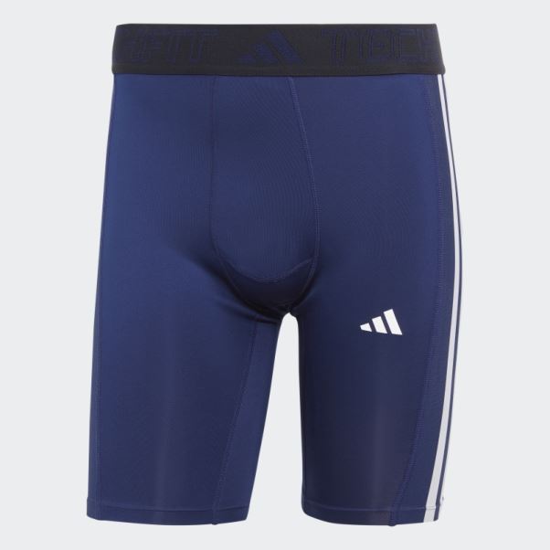 Collants Courts D'entraînement Techfit 3 Bandes Bleu Foncé Adidas