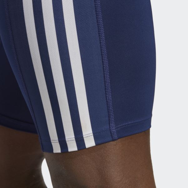 Collants Courts D'entraînement Techfit 3 Bandes Bleu Foncé Adidas