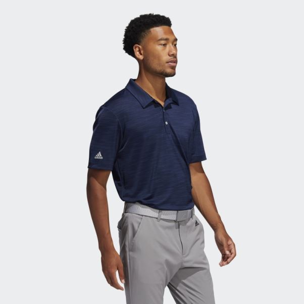 Polo Strié Adidas Bleu Marine