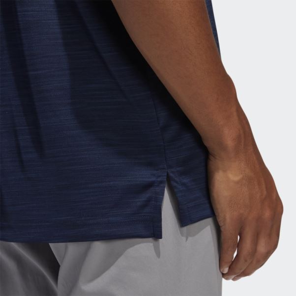 Polo Strié Adidas Bleu Marine