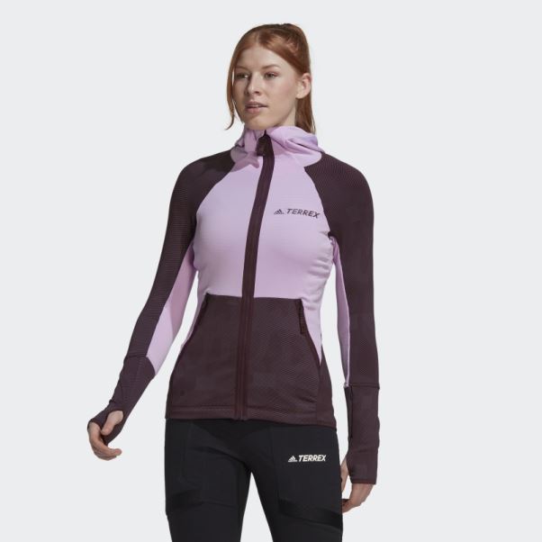Veste Polaire De Randonnée à Capuche Adidas Terrex Tech Fleece Lilas