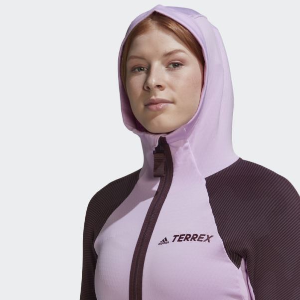 Veste Polaire De Randonnée à Capuche Adidas Terrex Tech Fleece Lilas