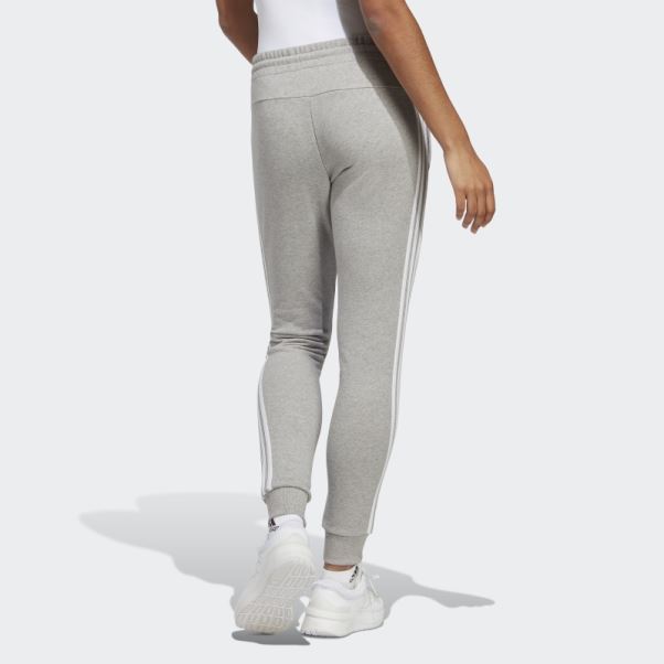 Pantalon Gris Moyen Adidas Essentials 3-stripes En Tissu éponge à Revers