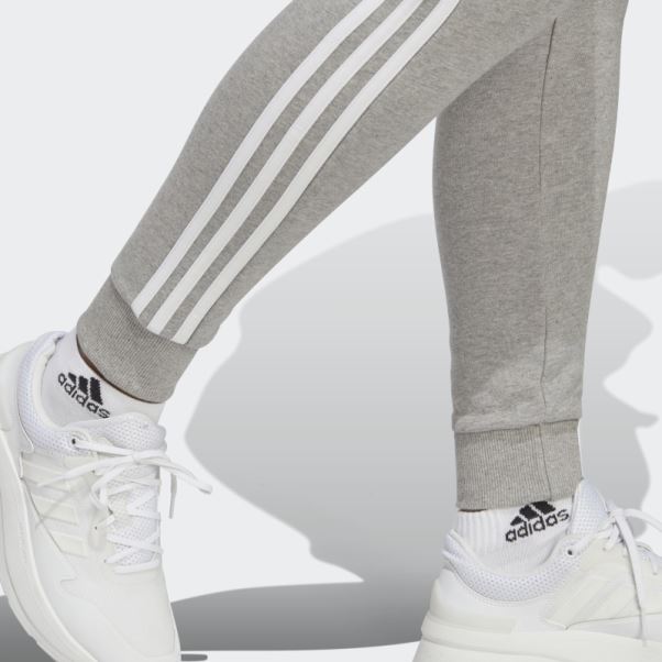 Pantalon à Revers En Molleton à 3 Bandes Essentials Gris Moyen Adidas