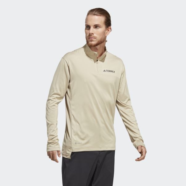 Terrex Multi Haut Demi-zip à Manches Longues Savane Adidas