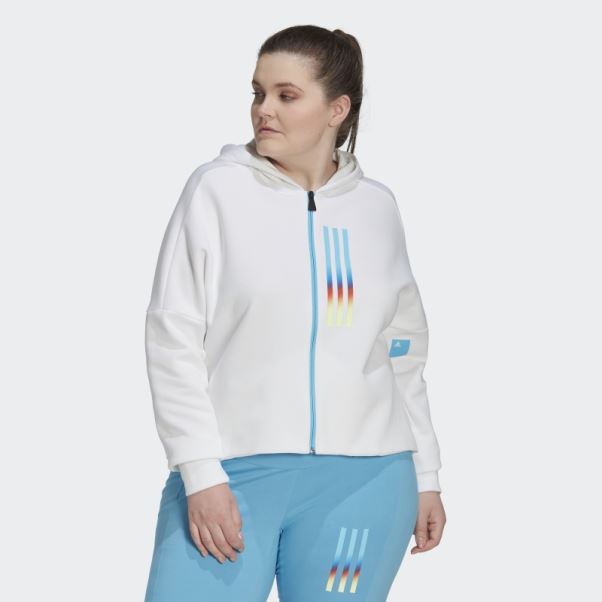 Sweat à Capuche Zippé Intégral Adidas Mission Victory (grande Taille) Blanc