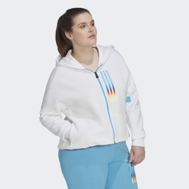 Sweat à Capuche Zippé Intégral Adidas Mission Victory (grande Taille) Blanc