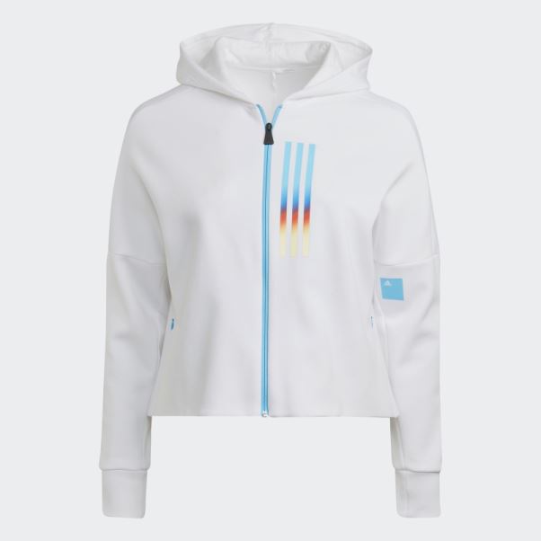Sweat à Capuche Zippé Intégral Adidas Mission Victory (grande Taille) Blanc