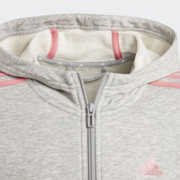 Sweat à Capuche Adidas Essentials 3 Bandes Gris Moyen