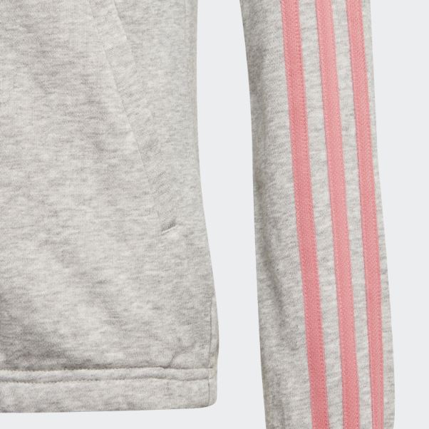 Sweat à Capuche Adidas Essentials 3 Bandes Gris Moyen