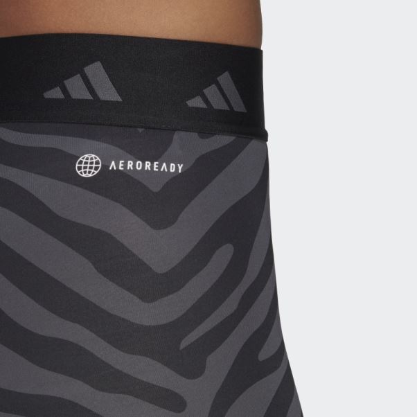 Short Taille Haute Adidas Hyperglam Techfit Zebra Multicolore