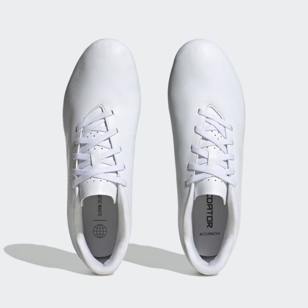 Adidas Predator Precision.4 Chaussures De Football Pour Terrain Souple Blanc