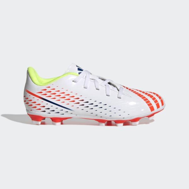 Adidas Predator Edge.4 Chaussures De Sol Flexibles Blanches