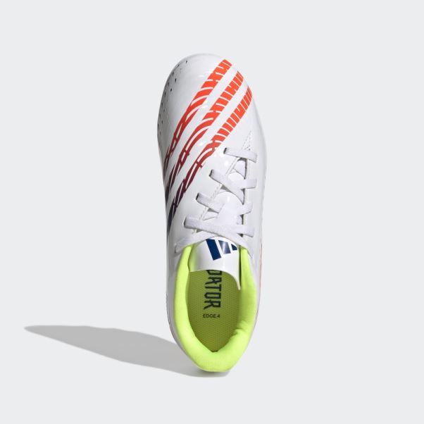 Adidas Predator Edge.4 Chaussures De Sol Flexibles Blanches