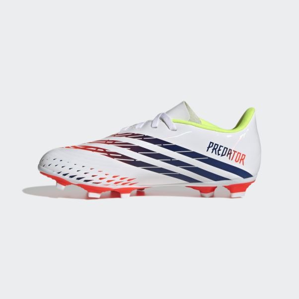 Adidas Predator Edge.4 Chaussures De Sol Flexibles Blanches