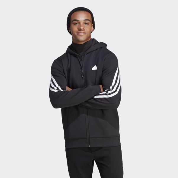 Future Icons Sweat à Capuche Zippé à 3 Bandes Adidas Noir