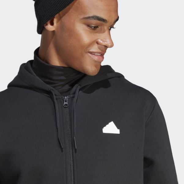 Future Icons Sweat à Capuche Zippé à 3 Bandes Adidas Noir
