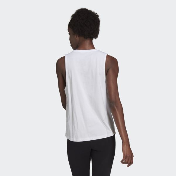Adidas Débardeur Gros Logo Blanc Essentials