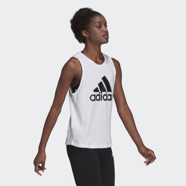 Adidas Débardeur Gros Logo Blanc Essentials