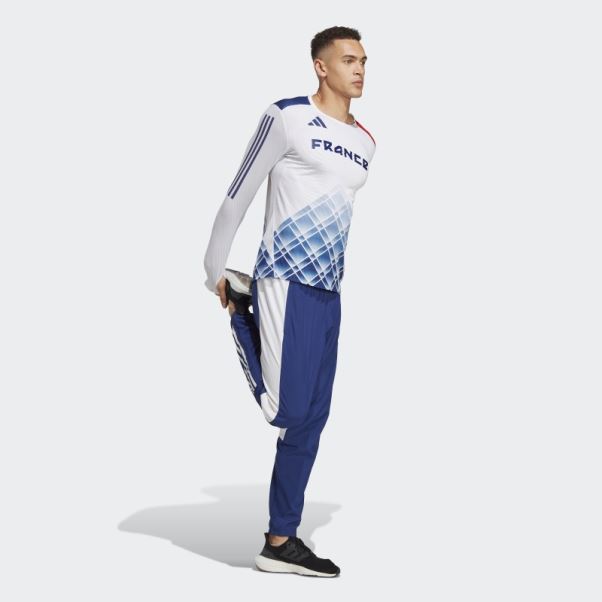Top Adidas Adizero Promo Blanc à Manches Longues