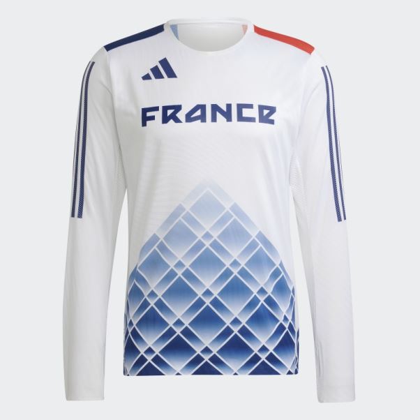 Top Adidas Adizero Promo Blanc à Manches Longues