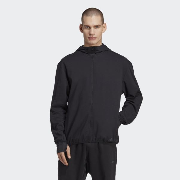 Sweat à Capuche Entièrement Zippé Aeroready Yoga Base Training Noir Adidas