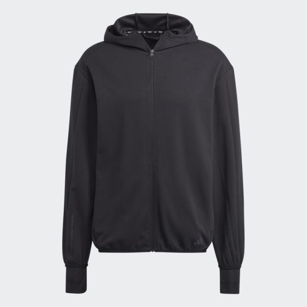 Sweat à Capuche Entièrement Zippé Aeroready Yoga Base Training Noir Adidas