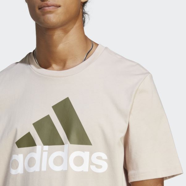 Taupe Essentials Single Jersey T-shirt à Gros Logo Adidas