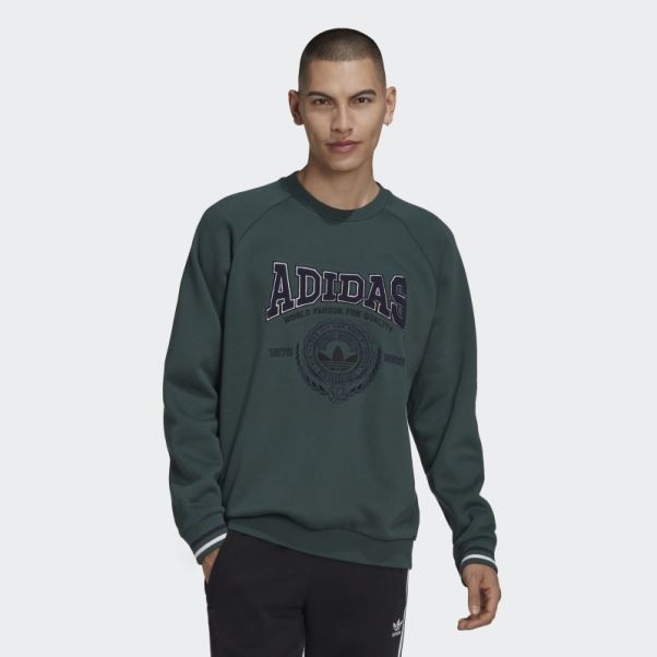 Sweat Col Rond Varsity Vert Minéral Adidas