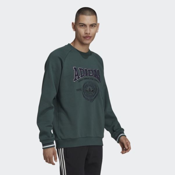 Sweat Col Rond Varsity Vert Minéral Adidas