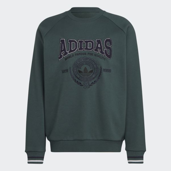 Sweat Col Rond Varsity Vert Minéral Adidas