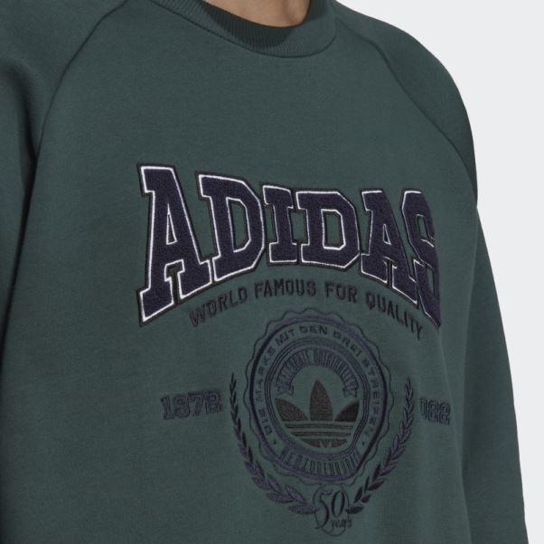 Sweat Col Rond Varsity Vert Minéral Adidas