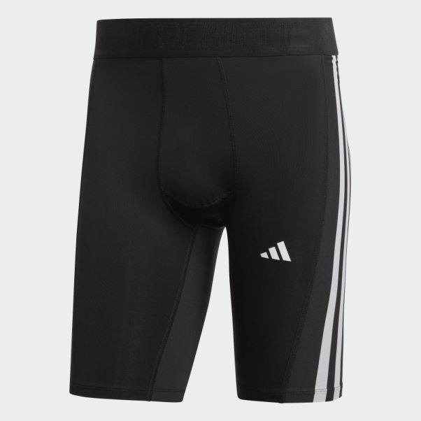 Collants Courts D'entrainement Techfit 3 Bandes Adidas Noir