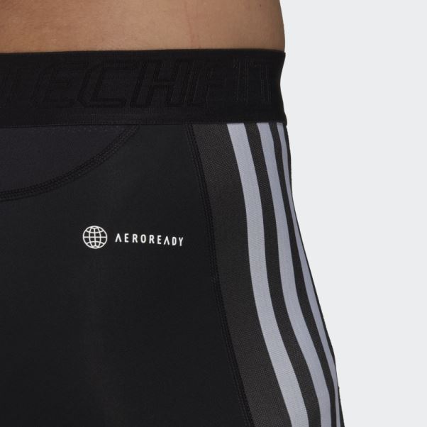 Collants Courts D'entrainement Techfit 3 Bandes Adidas Noir