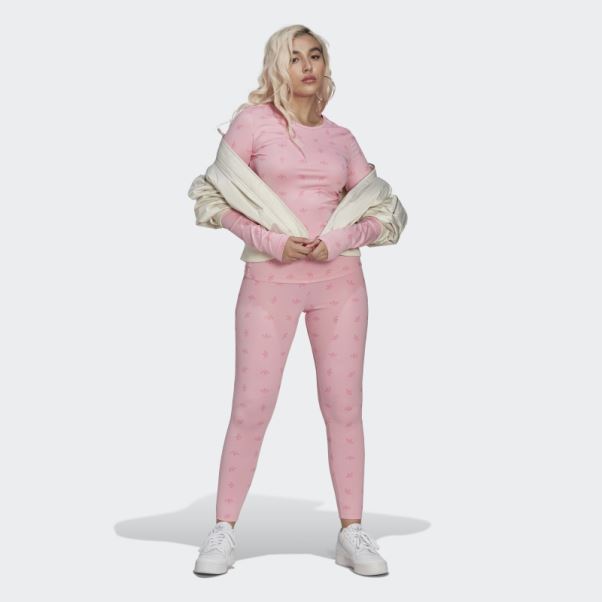 Adidas Legging Rose Clair Taille Haute 7/8 Imprimé Sur L'ensemble