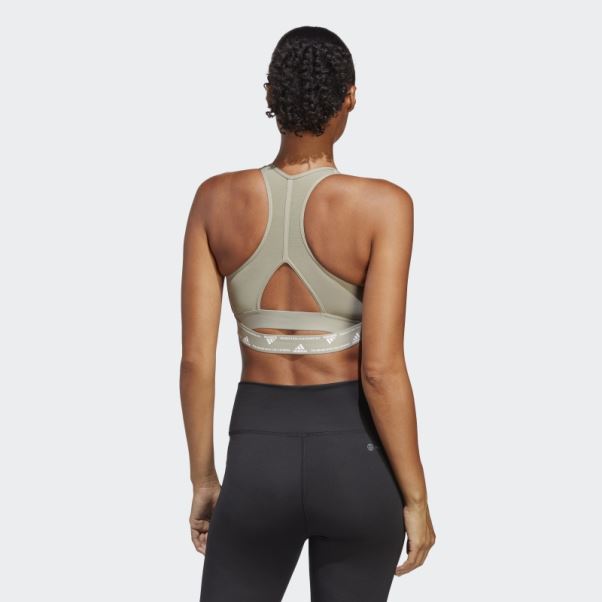 Soutien-gorge à Maintien Moyen Adidas Powerreact Training Pebble Argent