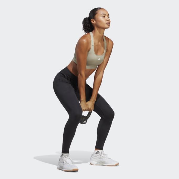 Soutien-gorge à Maintien Moyen Adidas Powerreact Training Pebble Argent