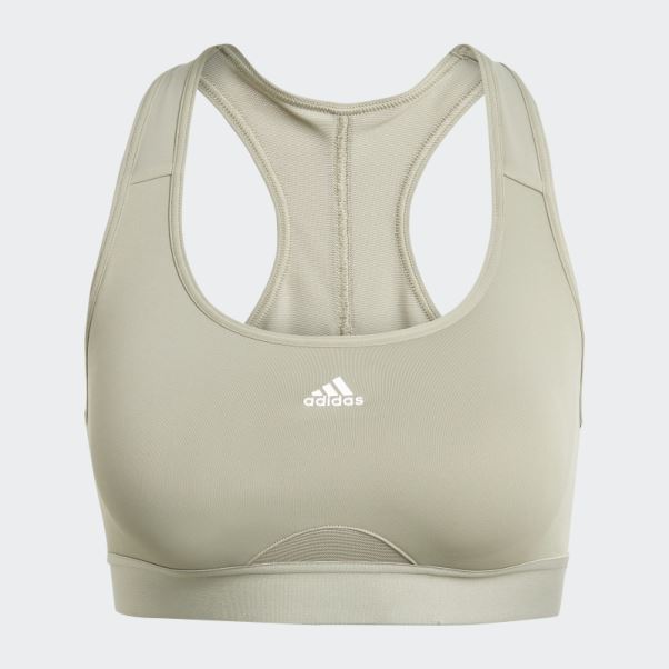 Soutien-gorge à Maintien Moyen Adidas Powerreact Training Pebble Argent
